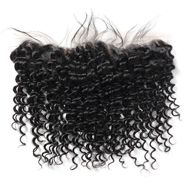 Peruvian Deep Wave Hair 4 Bundles with 13*4 Lace Frontal Closure Natural Color