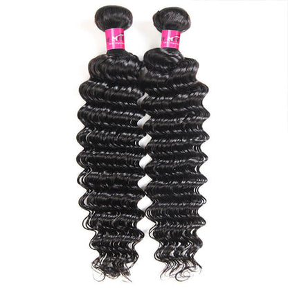 Deep Wave 360 Lace Frontal with 2 Bundles Virgin Peruvian Deep Wave Hair