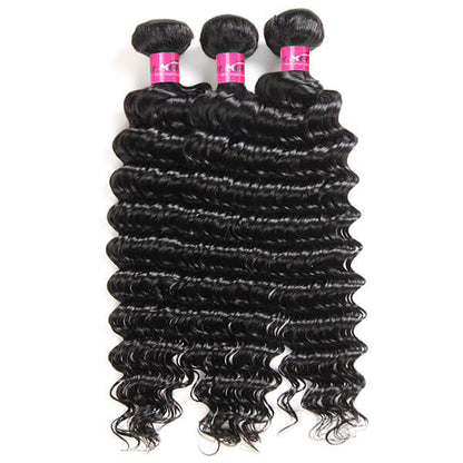 Brazilian Hair Human Hair Bundles Deep Wave 3 Bundles One More Hair