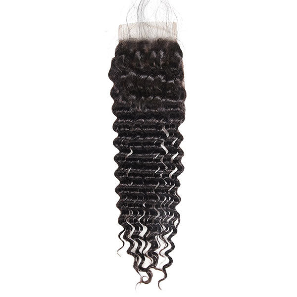 One More Deep Wave 3 Bundles with 4x4 Lace Closure 10A Virgin Peruvian Human Hair