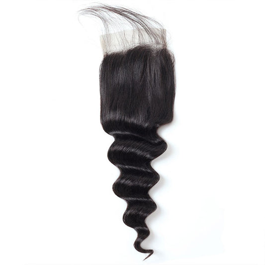 Loose Wave Human Hair 4*4 Lace Closure 1 Piece 10A Brazilian Hair Swiss Lace