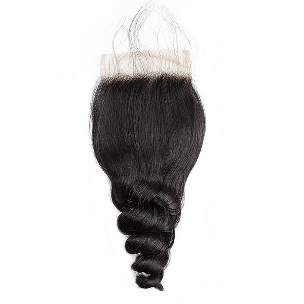 One More 10A Virgin Hair Loose Wave 4 Bundles with 4*4 Lace Closure