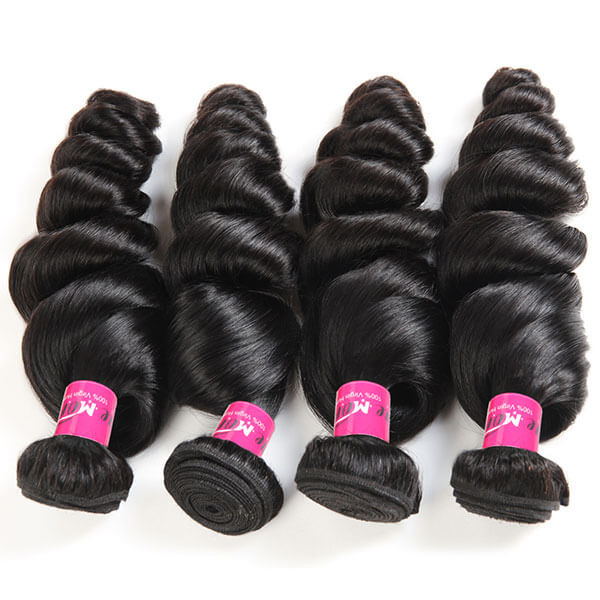 Virgin Peruvian Loose Wave Hair 4 Bundles with 13*4 Lace Frontal
