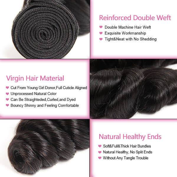 10A Grade Virgin Peruvian Loose Wave Hair 3 Bundles One More - OneMoreHair
