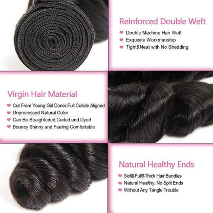 10A Grade Virgin Peruvian Loose Wave Hair 3 Bundles One More - OneMoreHair