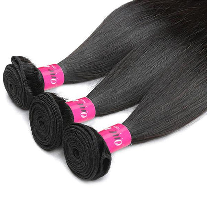 100% Virgin Indian Straight Hair 3 Bundles Human Hair Weave Extensions - OneMoreHair
