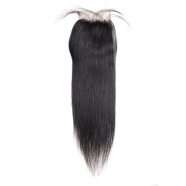 Brazilian Straight Hair 4 Bundles with 4X4 Lace Closure 100% Human Hair