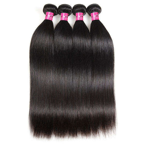 One More Brazilian Straight Hair 4 Bundles with 13*4 Lace Frontal Closure