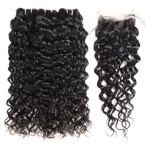 malaysian water wave 3 bundles with 4x4 closure