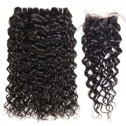 malaysian water wave 3 bundles with 4x4 closure