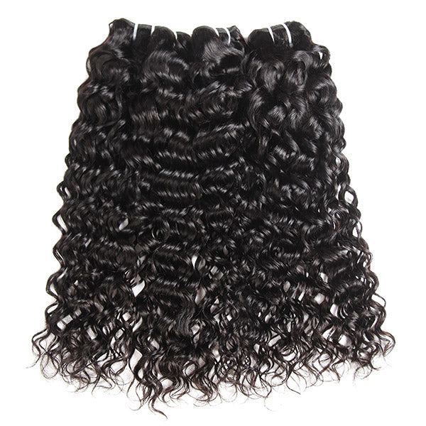 Brazilian Water Wave Hair 4 Bundles with 4*4 Lace Closure Real Human Hair