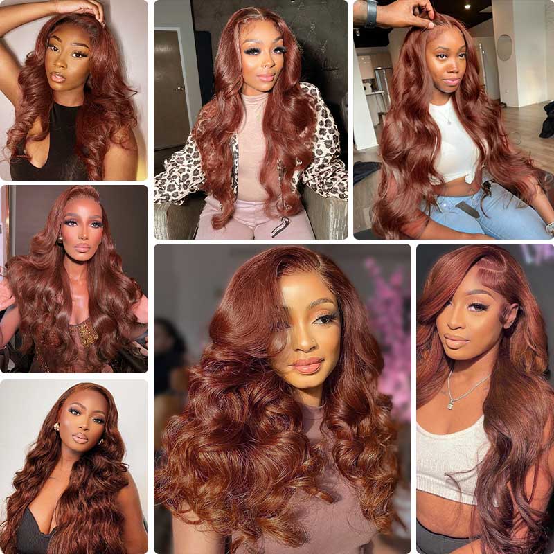 Reddish Brown Hair HD Lace Front Wig Body Wave Hair