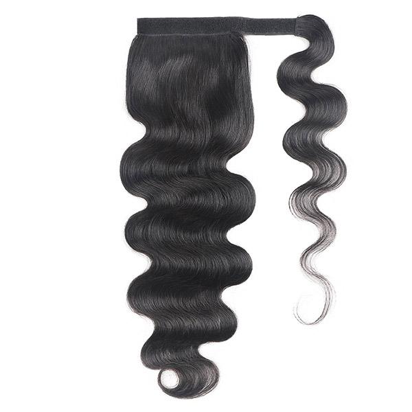 Body Wave Ponytail Human Hair Extension Long Wavy Wrap Around Clip In Ponytail Hair Extensions