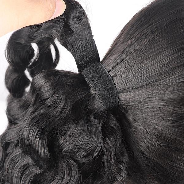 cheaper human hair extensions wrap around ponytail